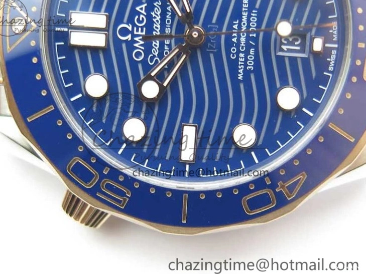 1223 2018 Seamaster Diver 300M SS RG VSF 1:1 Best Edition RG Bezel Blue Dial on SS RG Bracelet A Sleek 7925